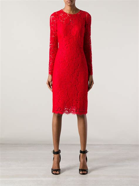 dolce gabbana red lace cocktail dress|farfetch dolce and gabbana dresses.